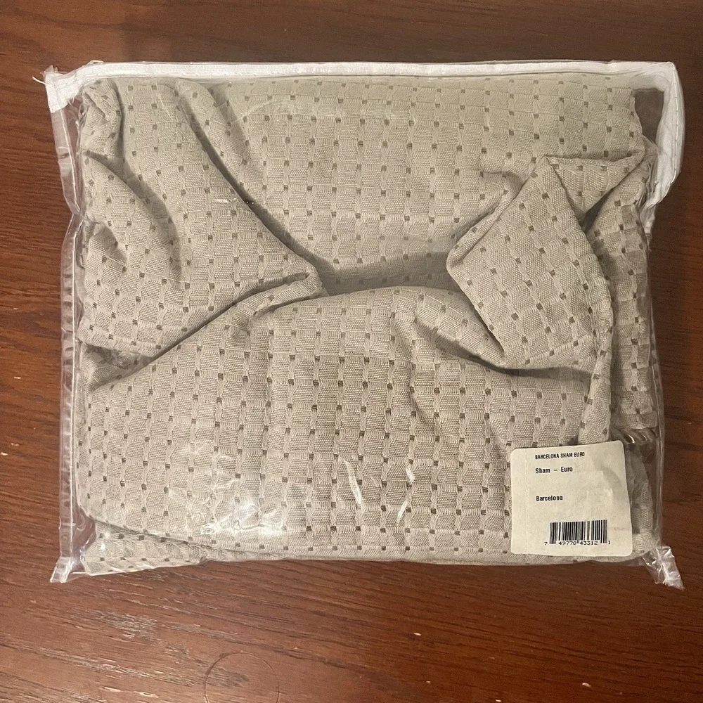 VTG NWT Carlyle Collection Barcelona Sham Euro Beige Brown Cord Trim Checked USA